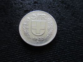 Schweizer SILBER Fünfliber von 1952 Auflage nur 150`000 Stk.